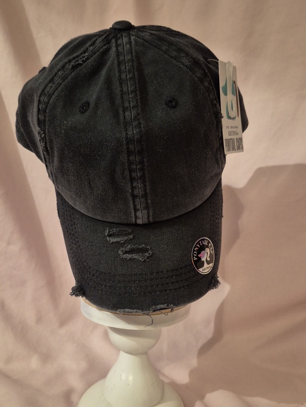 - Kbetho Black Distressed Ponytail Baseball Cap